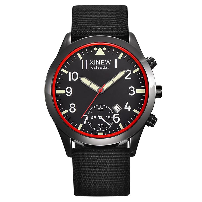 XINEW Cheap Brand Watches For Men Students Fashion Simple Leather Band Army Sports Date Quartz Watch Relogios Masculinos