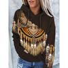 Женская повседневная модная толстовка-пуловер с круглым вырезом, в западном этническом стиле, с ретро-принтом, женский топ-худи