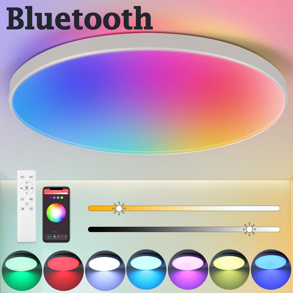 Умные светодиодные потолочные светильники Bluetooth APP Control Потолочный светильник 110-265 В с затемнением RGB Панельный светильник Потолочный светильник Светильник для спальни