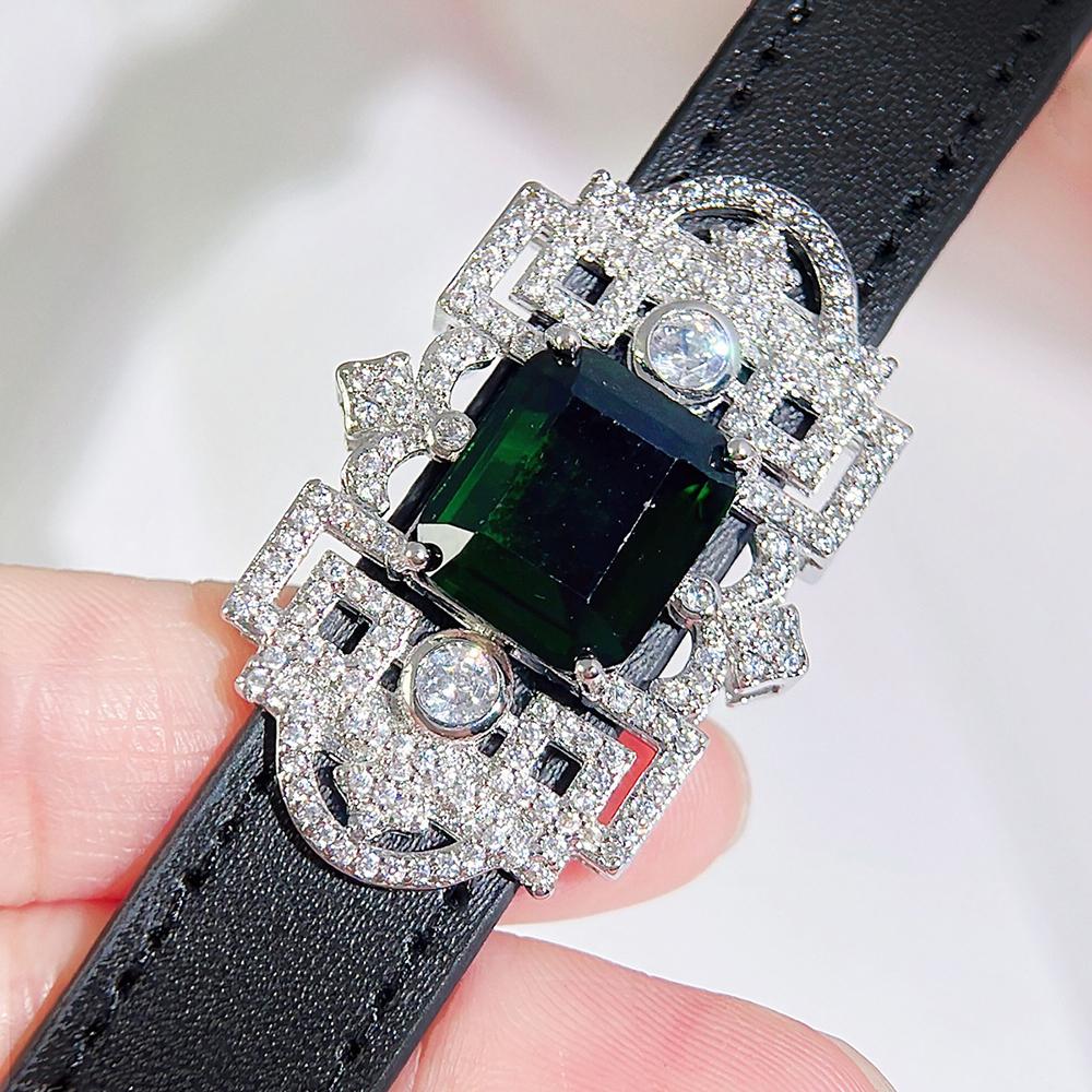WWJ 2 Ways To Wear Necklace Bracelet Ethnic Dark Emerald Color Zircon Artificial Belt Jewellery Women's Jewelry Accessories