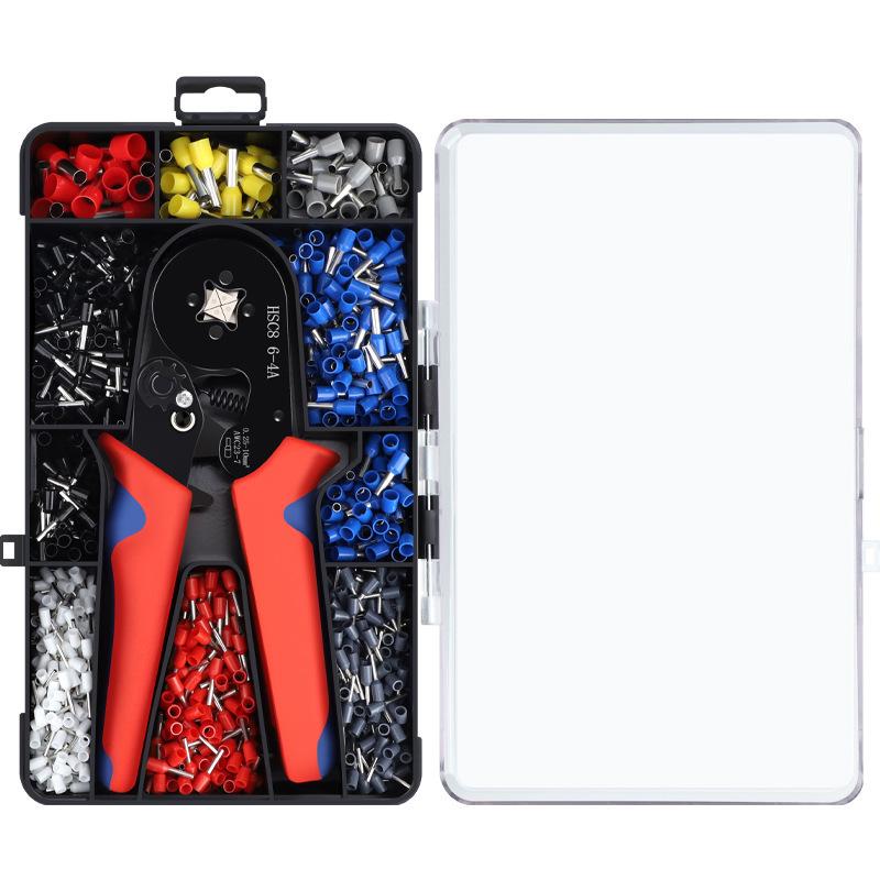 Набор insulated wire connector & crimping plier: 800/1200/1800 шт. Гильзы наконечники трубчатые, холодный обжим, 6-4А
