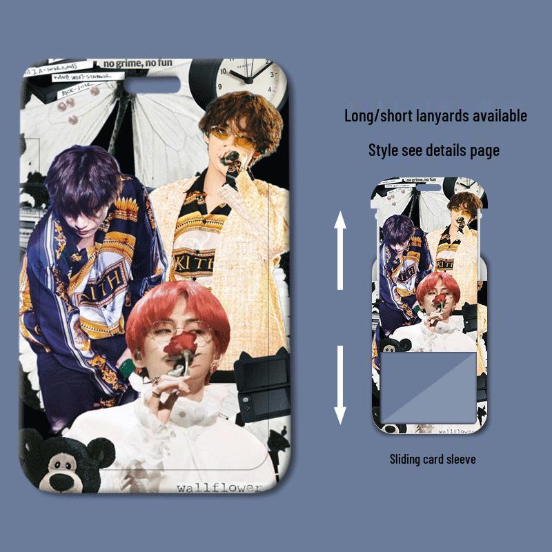 Пластиковый держатель для ID-карты и бейджа Kim Taehyung, скользящий, для студентов/работы/доступа в автобус