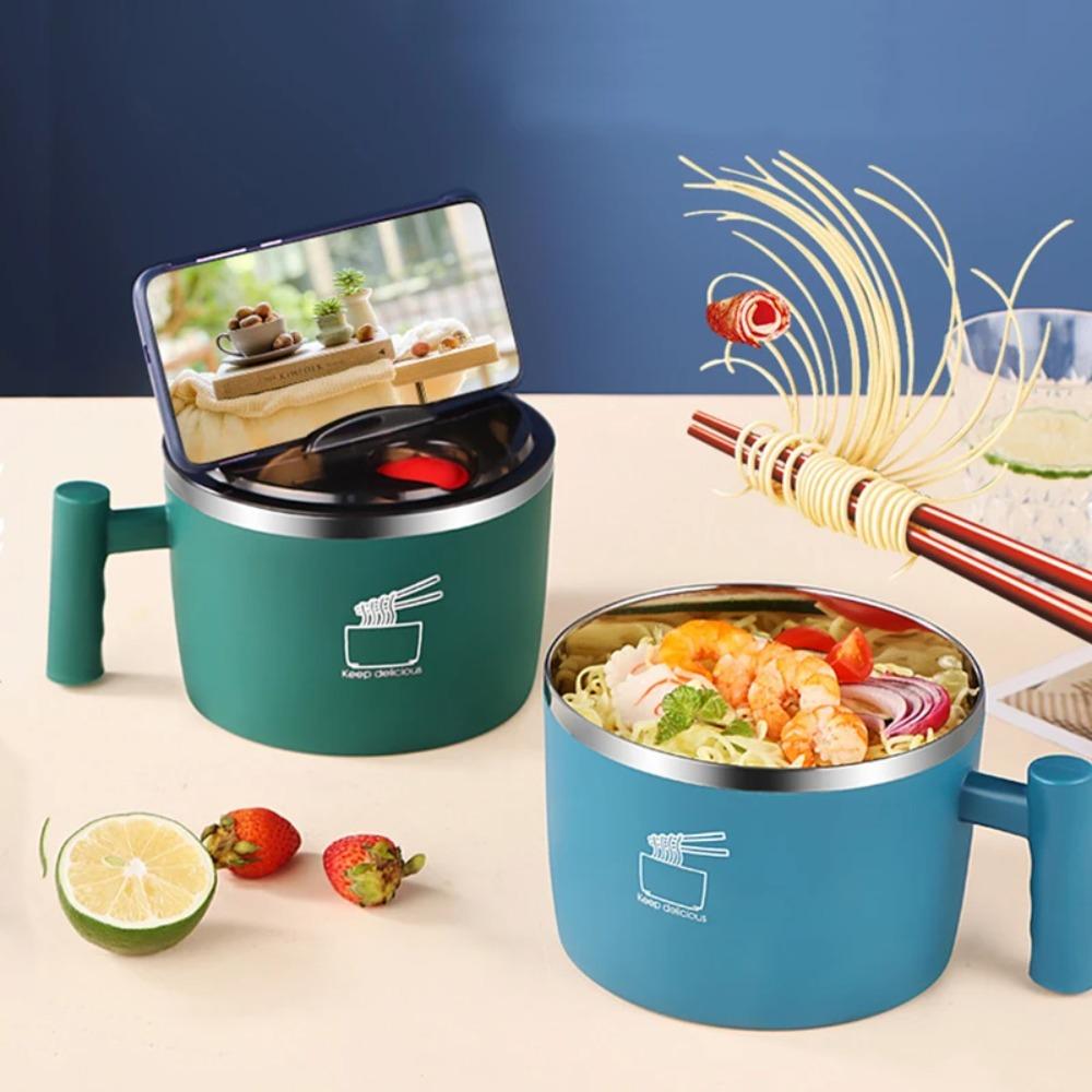 С крышкой миска для лапши быстрого приготовления изолированная коробка для обеда нержавеющая сталь миска для рамена студенческое общежитие