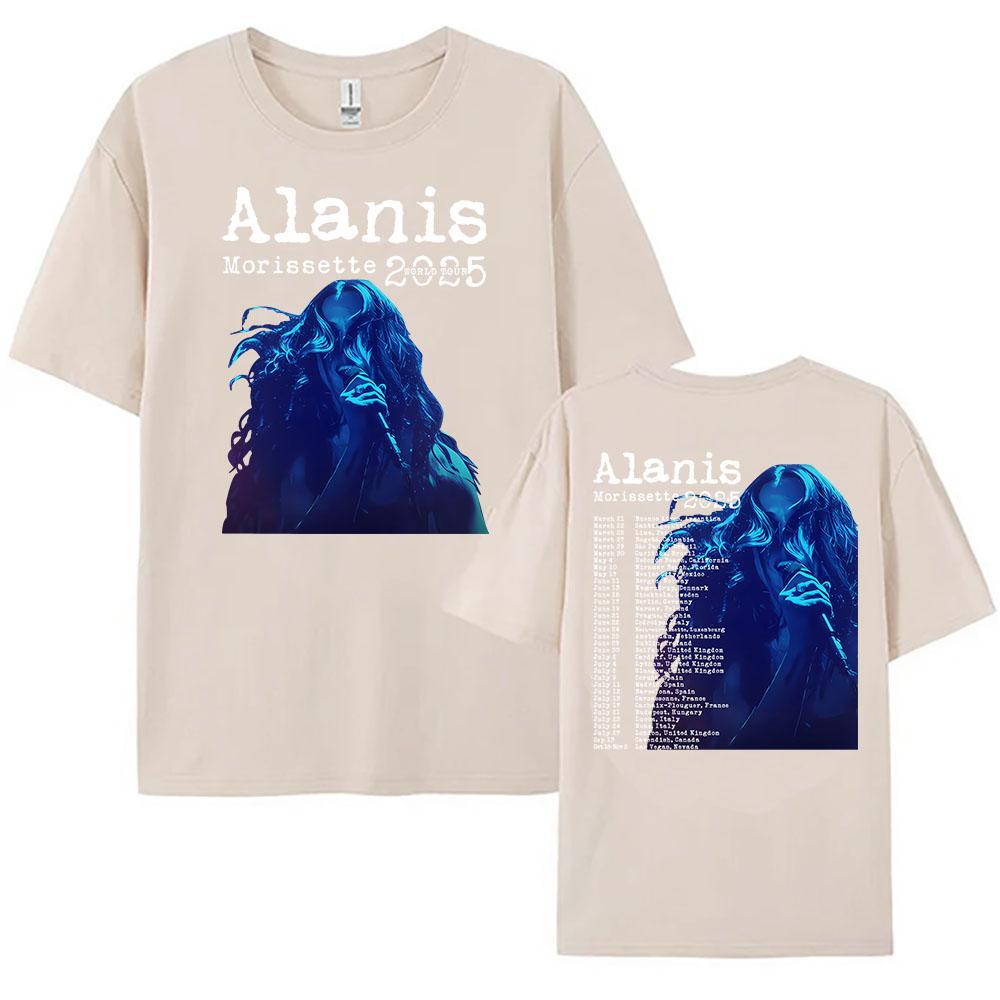 Футболка Alanis Morissette World Tour с коротким рукавом, круглым вырезом, женская, мужская, оверсайз, Y2k, стритвир, хип-хоп, унисекс, хлопковые топы