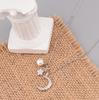 Sweet Diamond-Encrusted Star And Moon Pearl Pendant Necklace Feminine Simple Temperament Wind Collarbone Chain Jewelry For Girlfriend