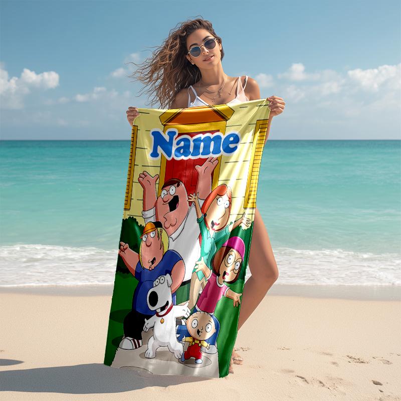 Personalized customized proof beach towel with Family Guy pattern - soft, absorbent, quick-drying, perfect swimming, camping&bathing