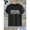 Social Distancing Men's Graphic Tee - Loose Fit Couple Shirt