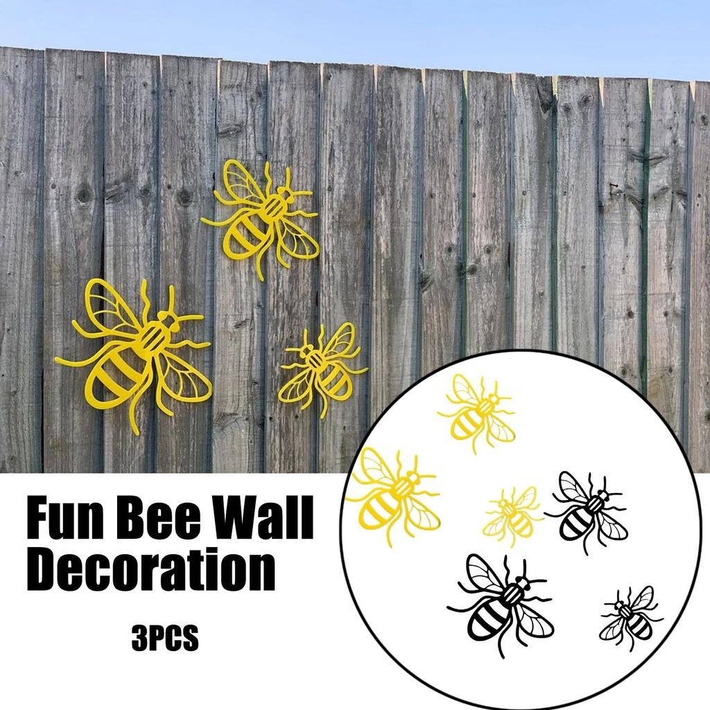 3pcs/setCreative Bee Garden Decoration, Insect Statue Rustic Style Outdoor Wall Carving Fence Decoration Beautiful Decoration