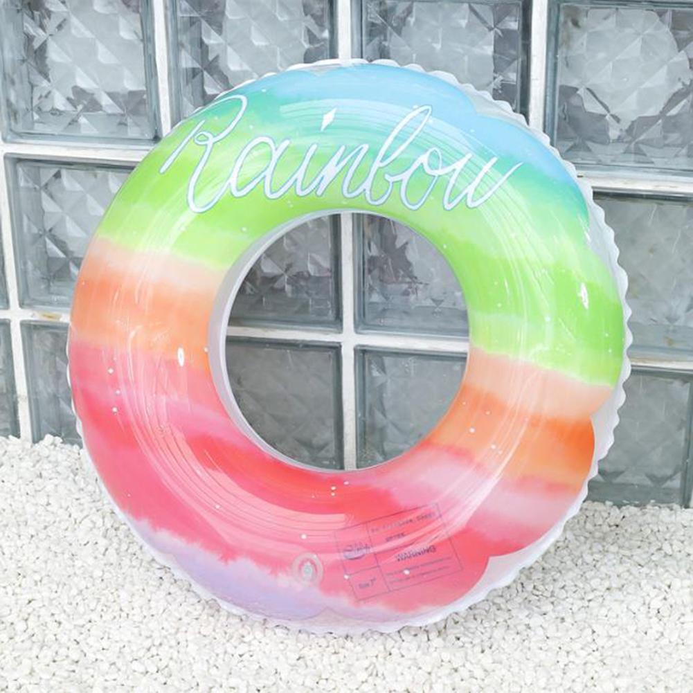 Gradient Rainbow Swimming Ring Thickened Pool Float Inflatable Water Toys Bathing Accesory