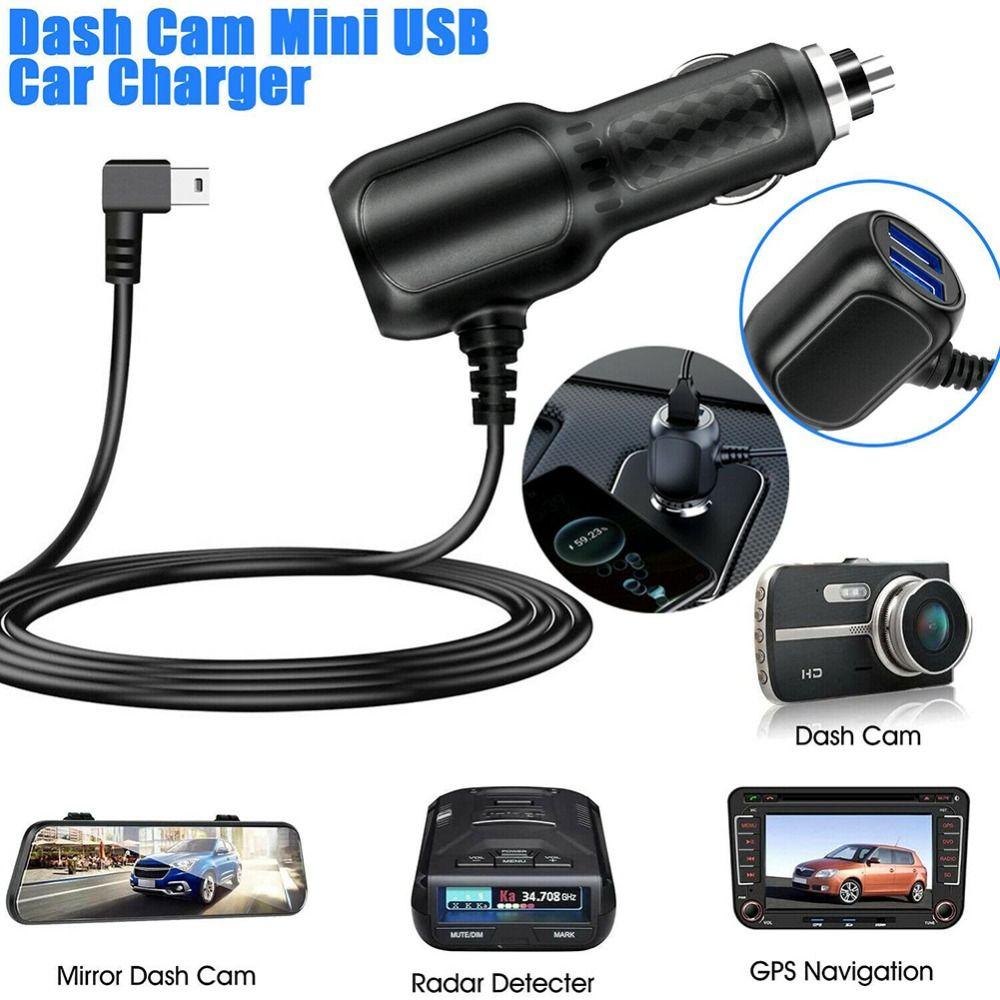 Power Cord Car Cigarette Lighter Dual USB Dash Cam Charger Mini DVR Charging Cable GPS