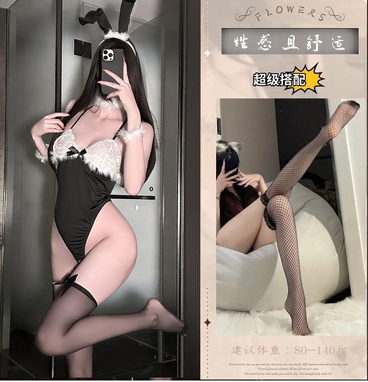 Sexy lingerie sexy lace plush bunny pure lust onesie teases uniform seduction passion