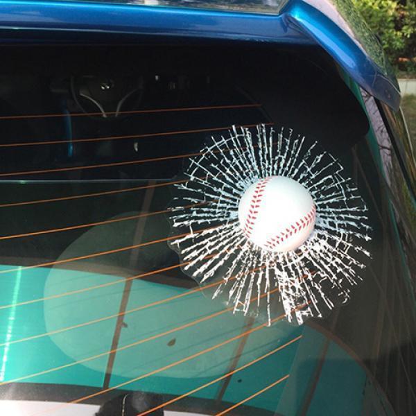 New Creative 3D Funny Tennis Baseball Glass Sticker Crazy DIY Car Auto Supplies KTY