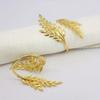 5pcs Gold Leaf Napkin Buckles Electroplated Napkin Holder Wheat Shaped Napkin Ring  Banquet