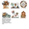 Unique Halloween Gift Ideas 6Pcs Decors, Hello Table Topper Signs, Spooky Pumpkin Ghost Truck Decorative Wood Signs Tiered Tray Centerpiece, Farmhouse