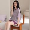Pajamas Women's Summer Cotton Short Sleeve Shorts Fashion Stripes Slack Women's Casual Thin Loungewear