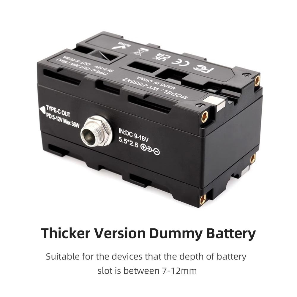 Адаптер питания от Type C к двустороннему NP F550 570 770 970 муляжу аккумулятора с выходом 5 12 В Type C и гибким пружинным кабелем