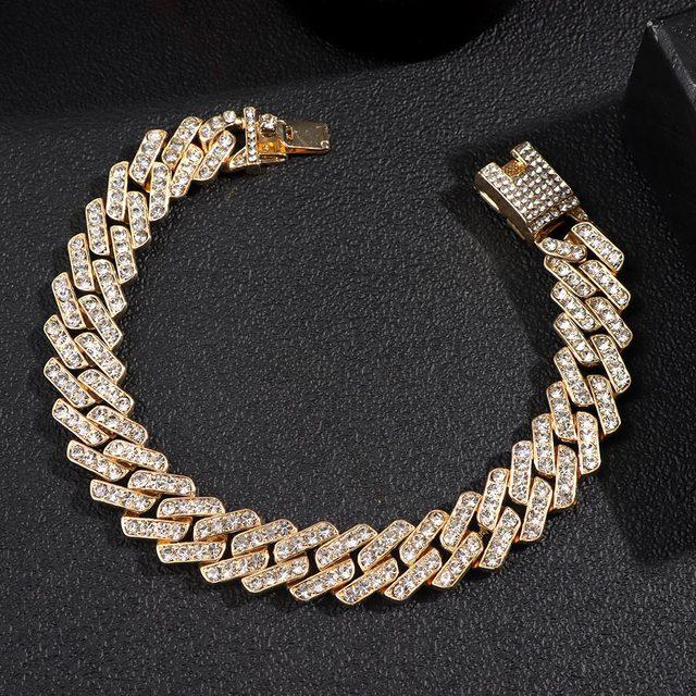 Punk Miami Cuban Link Anklets For Women Men Trendy Chunky Metal Cuban Chain Baguette Anklet Bracelet Shiny Crystal Rock Jewelry