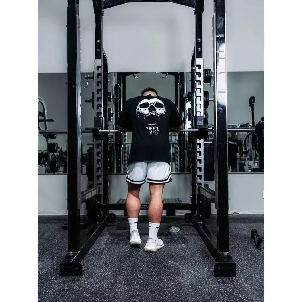 Новая футболка для фитнеса в зале, свободная, оверсайз, хлопковая, мужская, с коротким рукавом, для бодибилдинга, спортивная, летняя, для тренировок, для бега