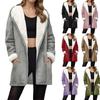 Women's Fashionable Coat Solid Color Long Sleeved Pocket Loose Hooded Zipper Plush Jacket