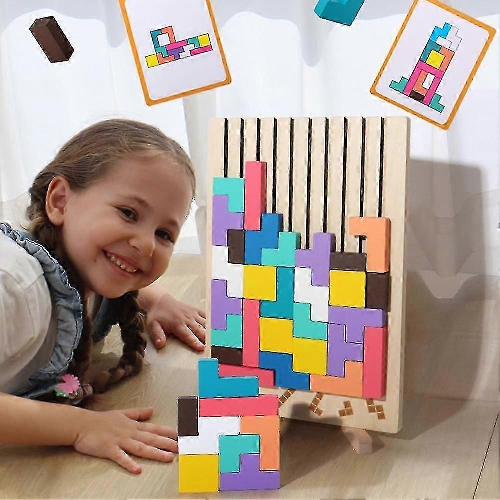Educational 3D Block Puzzle Toys for Children Kindergarten, Engaging Wooden Puzzle Game for Kids Teens, for Motor Skills - KM