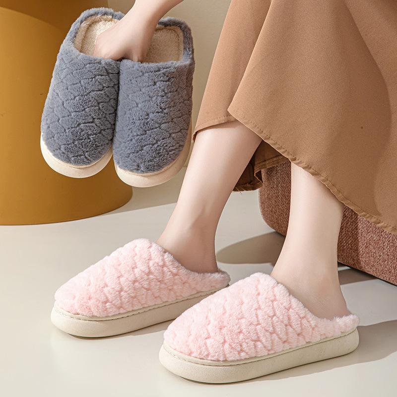 Fashion Winter Thin Household Bedroom Cotton Slipper Warm Furry Men Women Shoes Indoor Slippers Warm Plush Home Slipper Ladies Flip Flop