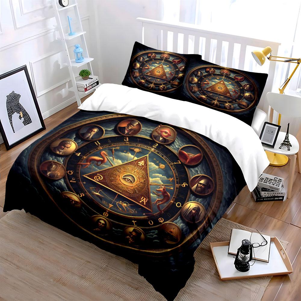 "Occult Decorative Three-Piece Set" Bedding Set with 1 Duvet Cover 2 Pillowcases Single Double King Queen, Gift
