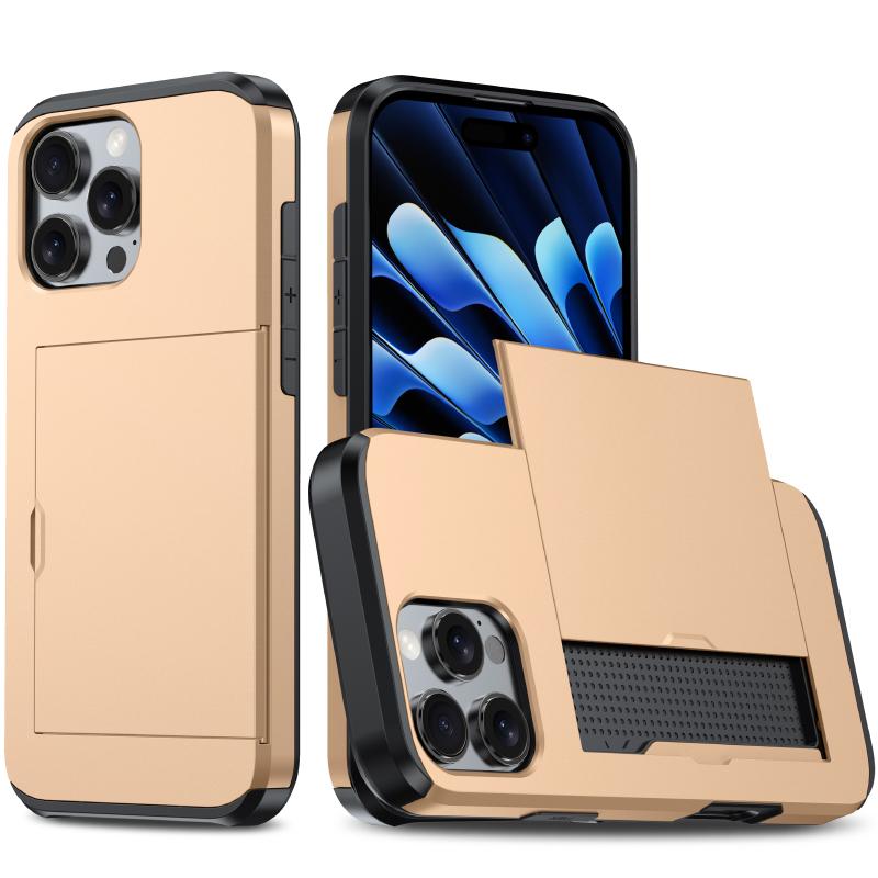 Кошелек Push Pull Слот для карт Роскошный однотонный чехол для телефона для iPhone 16 Pro Max E 14 11 12 13 15 Pro Max Mini Бампер Задняя крышка