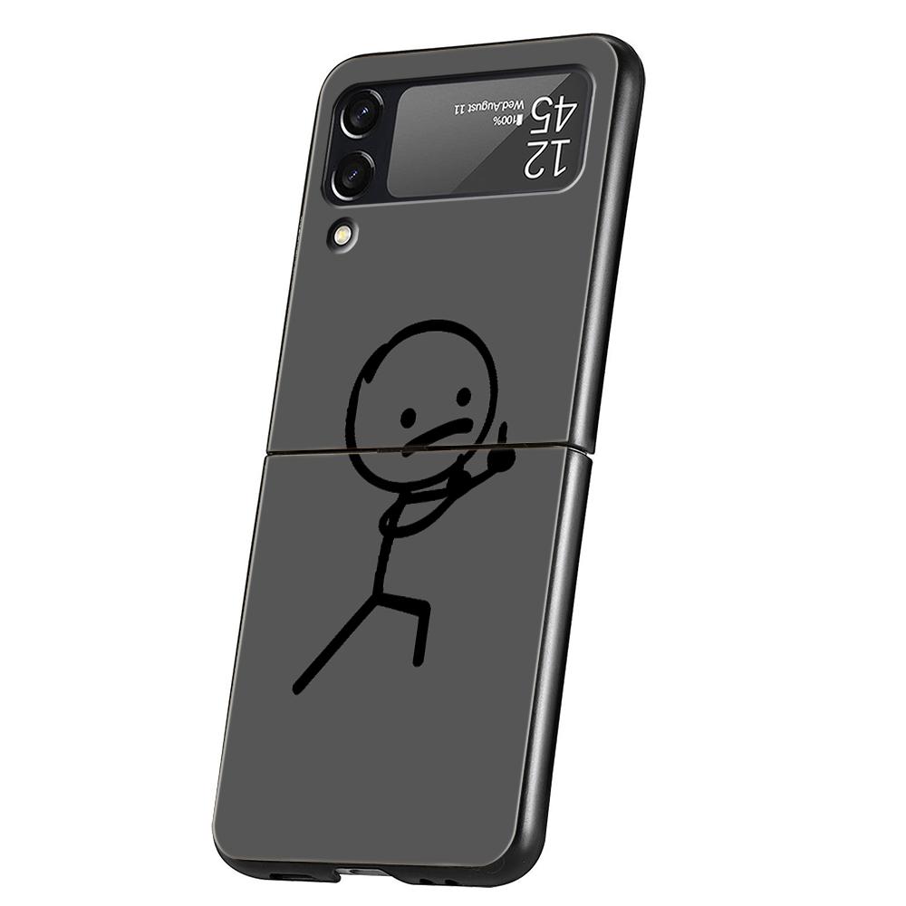 Мультяшный чехол Matchman из твердого поликарбоната для Samsung Galaxy Z Flip 5 4 3 Черный чехол для Galaxy Z Flip 6 Складной противоударный чехол-сумка