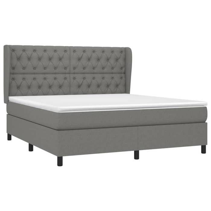Lit avec matelas - Maison Exclusive - 160x200cm - Tête de lit réglable - Gris foncé - Ressorts ensachés