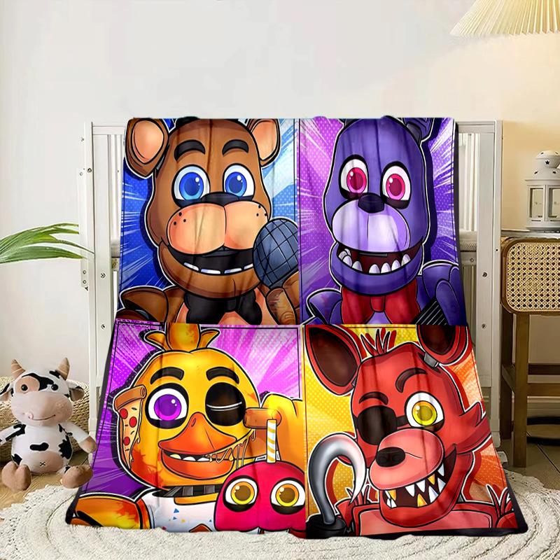 Fnaf Character Collage Blanket Flannel Blanket for bed, sofa, Camping, Hiking, Picnic Essentials, gift for family Fan gifts