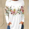 Women's Round Neck Long Sleeved T-shirt Fashionable Casual Plus Size T-shirt Women’s