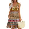 Women's Summer Casual U-shaped Tie Pocket Popular Floral Print Dress