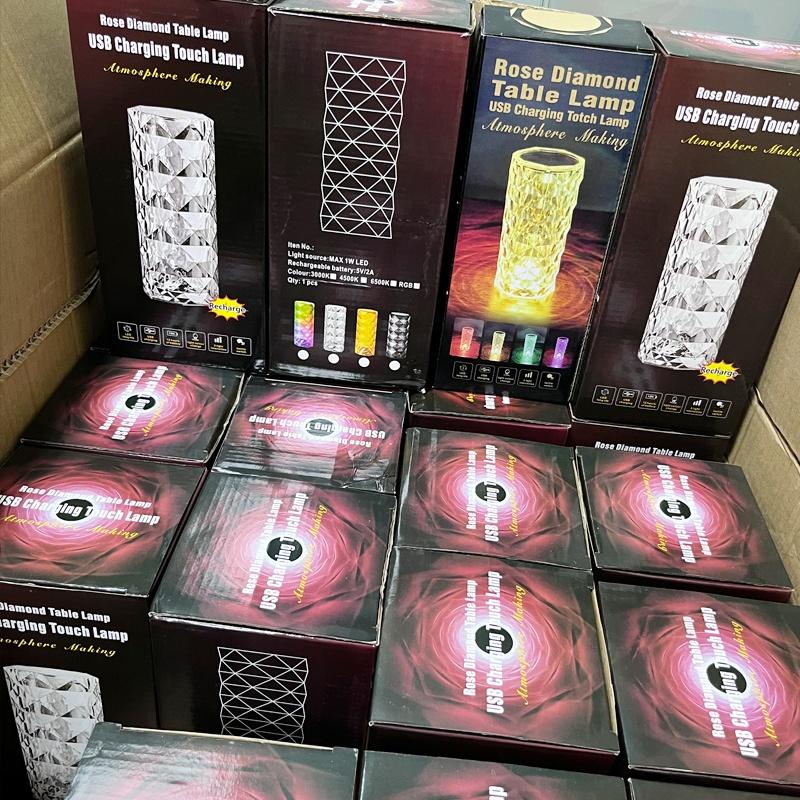 16 Touch Colors Led Rose Home Decor Rechargeable Rose Crystal Desk Lamp Bedroom Bedside Touch Crystal Night Light With Usb