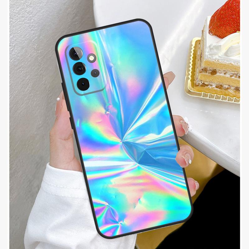 Радужный голографический переливающийся чехол для Samsung Galaxy A15 A25 A35 A55 A51 A71 A12 A32 A52 A13 A33 A53 A14 A34 A54