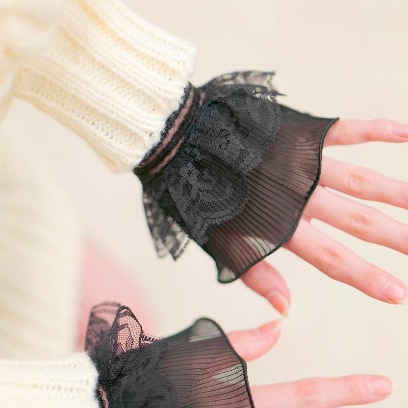 1 пара модных элегантных поддельных рукавов с кружевными оборками, манжетами, декоративными рукавами, съемными манжетами