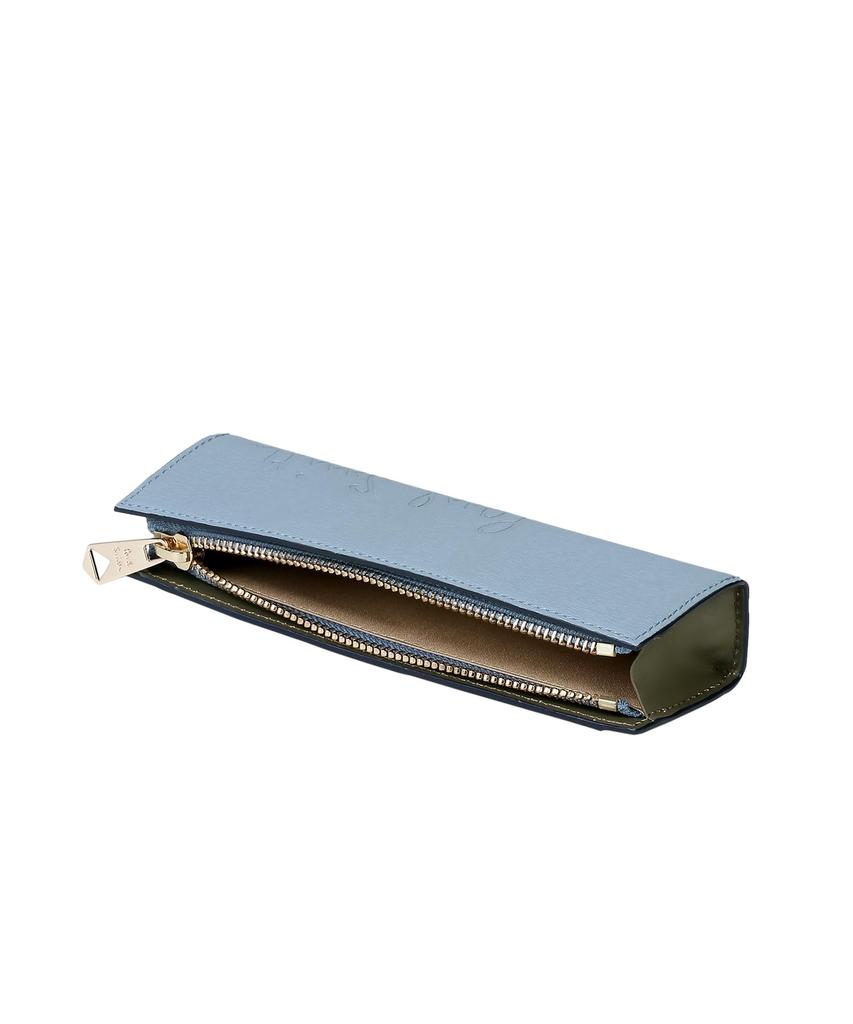 Cropped logo pencil case in sax blue