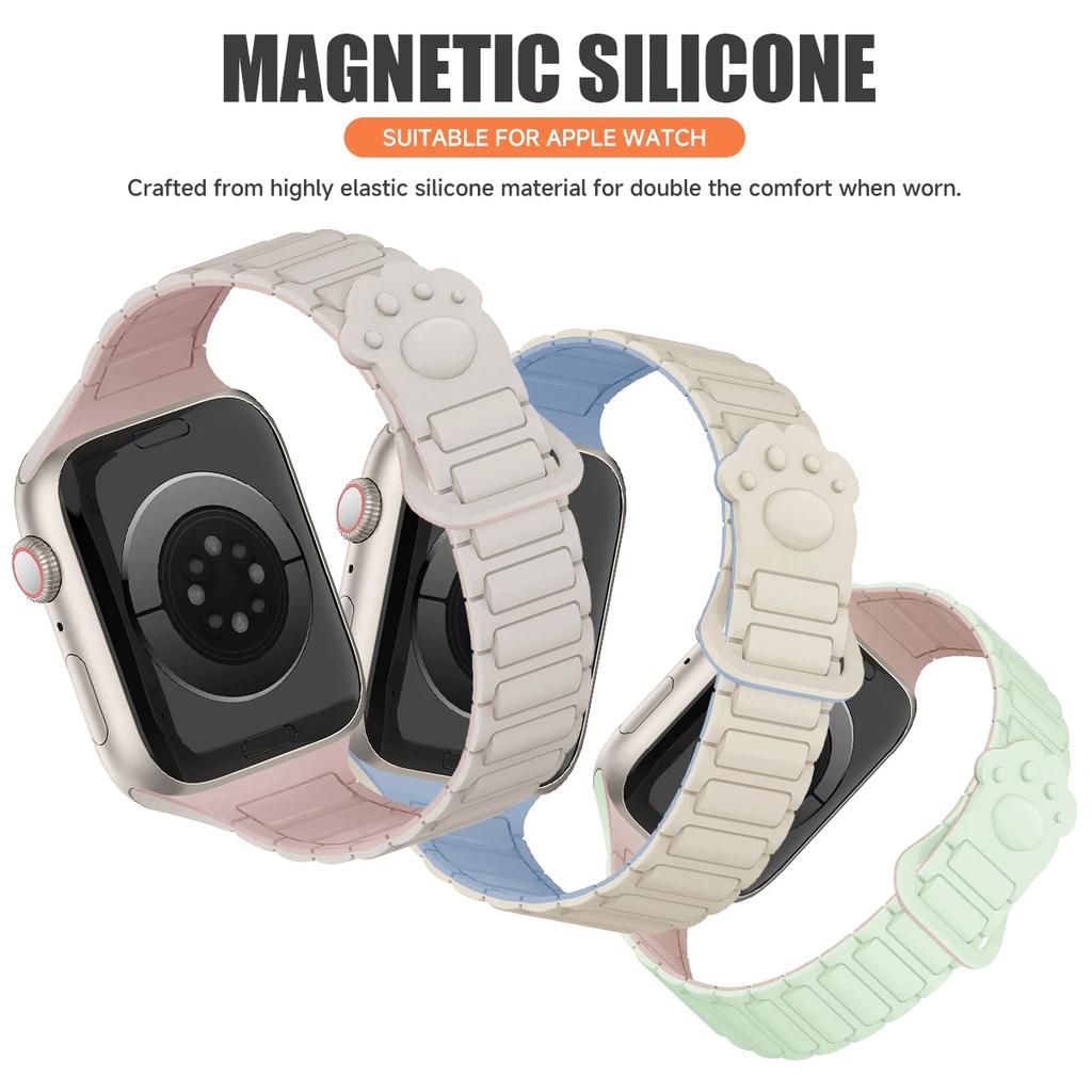 Магнитный силиконовый ремешок для Apple Watch Ultra 3 2 49мм 46мм 42мм 45мм 44мм 40 41мм Ремешок IWatch Series 11 10 9 8 7 6 SE Браслет