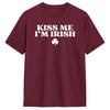 Vintage Kiss Me Im Irish Funny St Patricks Day TShirts Men Round Collar Cotton T Shirts  Short Sleeve Tees Gift Idea Tops