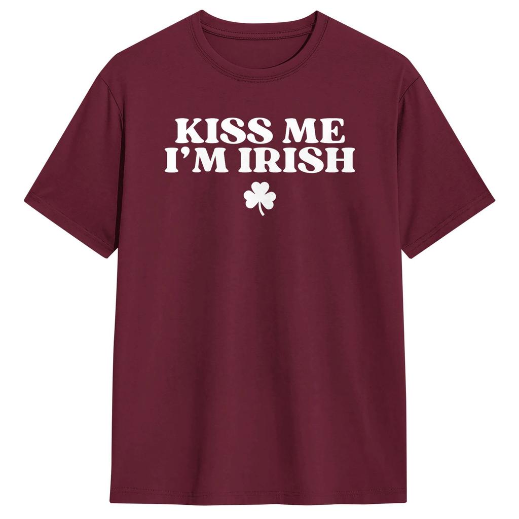Vintage Kiss Me Im Irish Funny St Patricks Day TShirts Men Round Collar Cotton T Shirts Short Sleeve Tees Gift Idea Tops