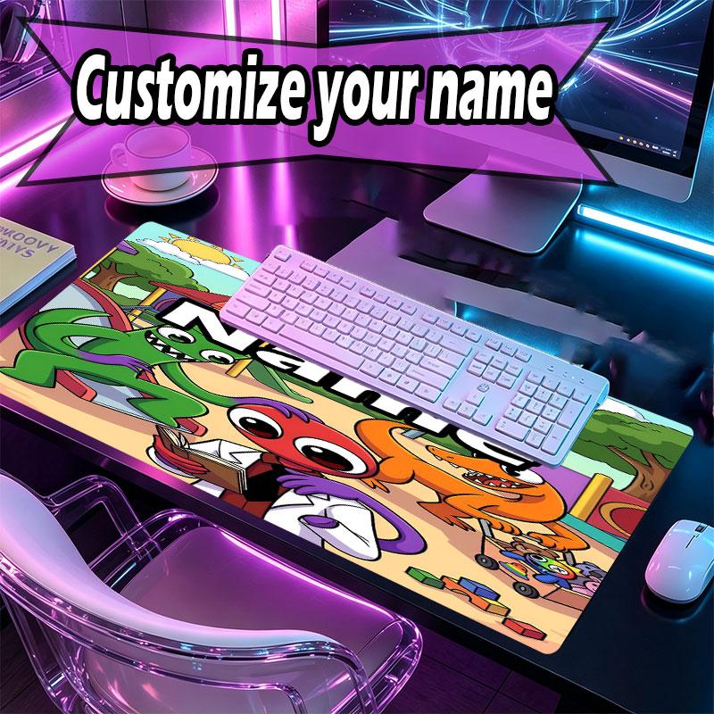 Custom Name Personalized Game Rainbow Friends Pattern Mousepad, Laptop PC Desk Mat, Decorative Desk Mat for Home Keyboard Pad Gift