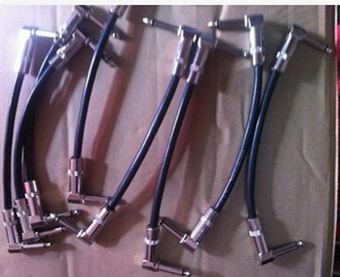 Metal Right Angle Guitar Effects Pedal Cable, 6.35mm Audio, 20-30CM Length