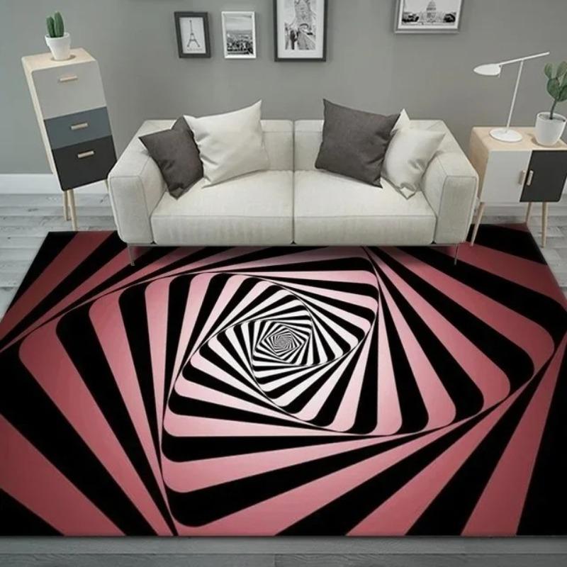 Teenager 3D Effect Vortex Illusion Carpet Entrance Living Room Bedroom Rug Geometric Optical Doormat Illusion Home Decor Mat