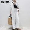 Women's Fashion Summer Spring Stripe Print Long Sleeve POLO-Neck Casual Dresses