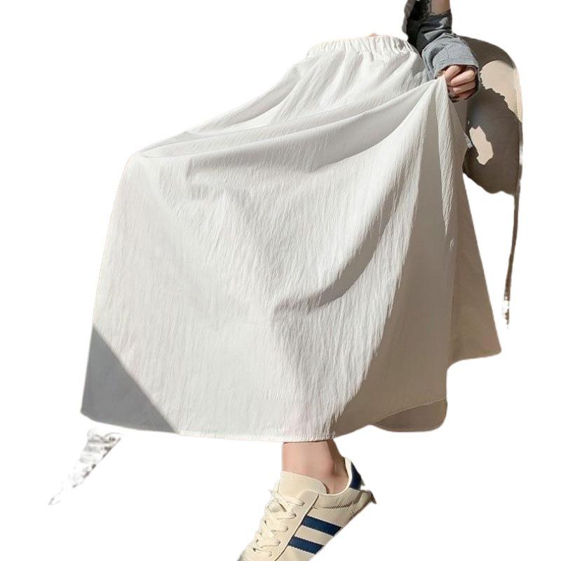 Белая юбка миди в стиле Мори для женщин, Лето 2025, А-силуэт с высокой талией, Стройнящая, Средней длины, Плиссированная, Элегантный дизайн