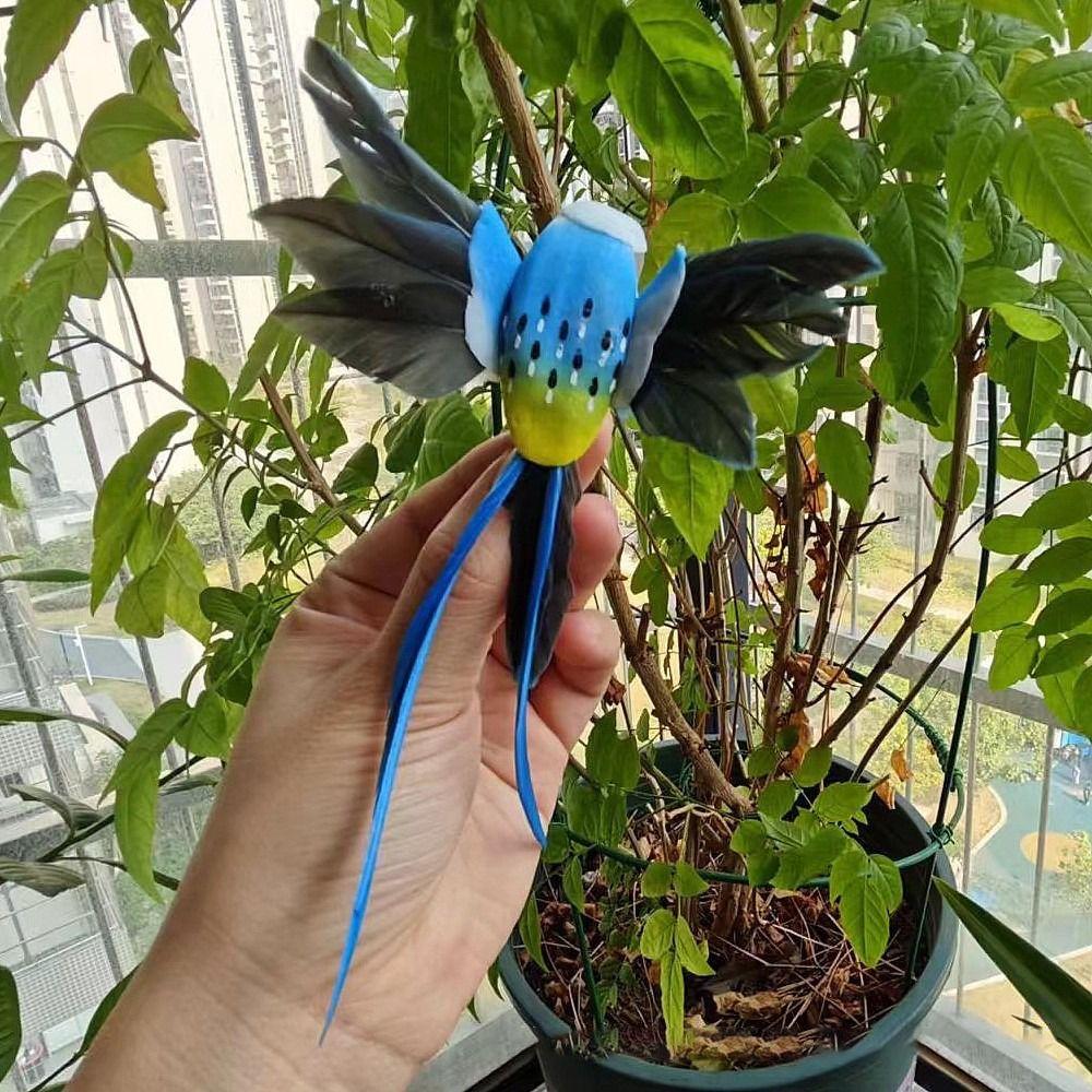 6Pcs Artificial Feather Colorful Hummingbird Painting Birds Figure Simulation Bird Statue Home