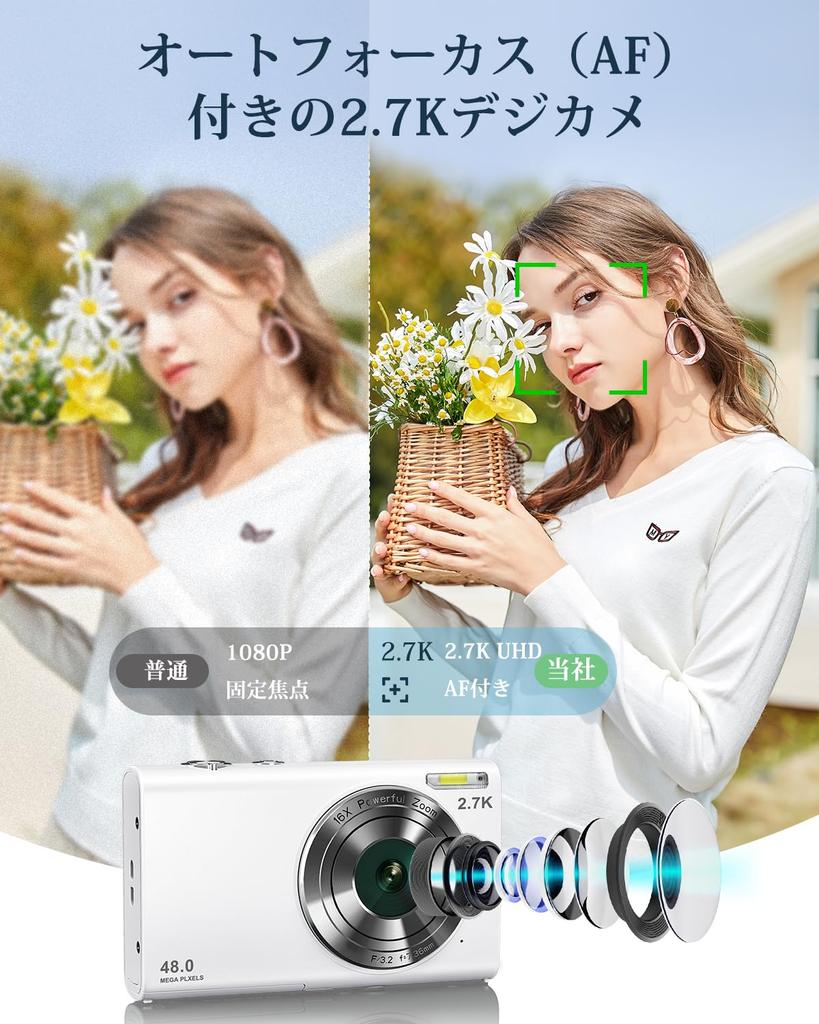 4K Digital 48 AF 3cm Macro Video Time Slow Suitable for School and Includes 2 Batteries and a 32g White Camera, Megapixels, Function, Photography,