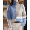High-necked Contrasting Pullover Sweater with New Autumn and Winter Temperament Commuting Soft Waxy Bottoming Knitted Sweater for Women