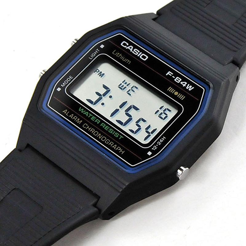 Casio Серия YOUTH Серия-Силиконовые Маленькие Квадратные Водонепроницаемые Кварцевый Механизм Ремешок из Смолы Японские и Корейские Часы 38.733.4 мм Мужские's F-84W-1
