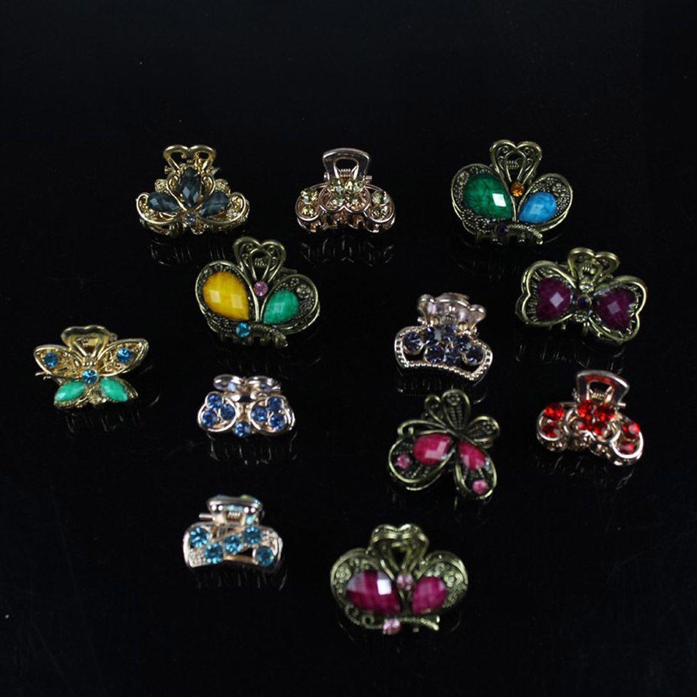 Random Color Fashion Gifts Jewelry Resin Hairpins Mini Hair Clip Claw Barrette Butterfly Crown