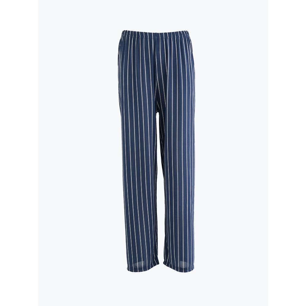 Daiso Pattern Summer Long Pants L Navy